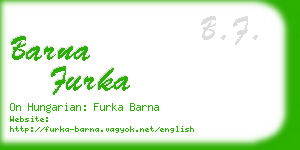 barna furka business card